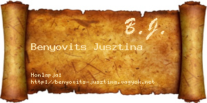 Benyovits Jusztina névjegykártya
